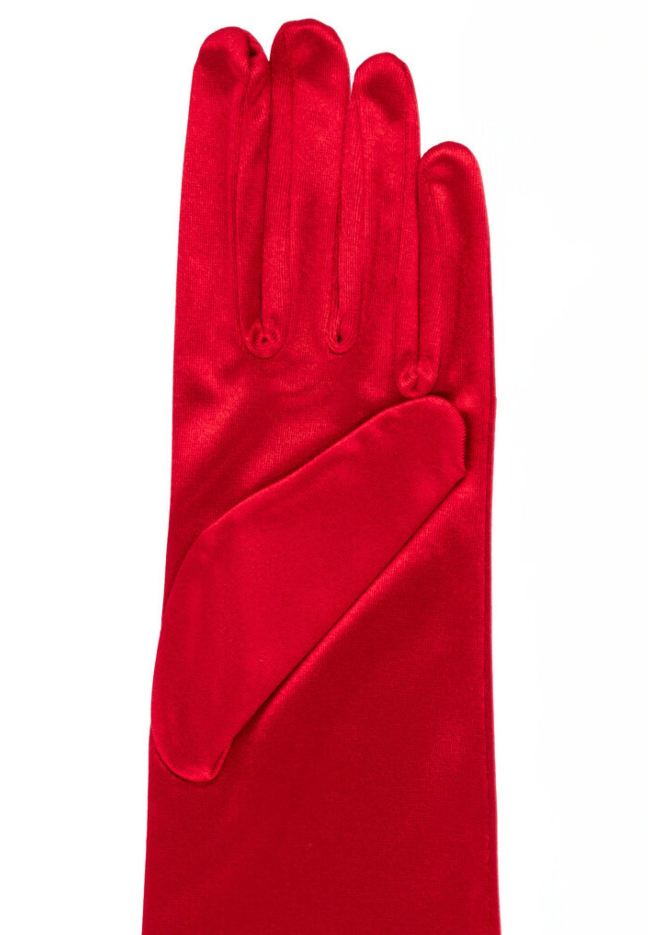 Roeckl Full finger gloves 'SHINY SATIN LANG' in Red