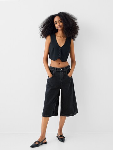 Bershka Wide leg Broek in Zwart