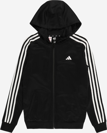 ADIDAS SPORTSWEAR Athletic Zip-Up Hoodie 'Essentials' in Black: front