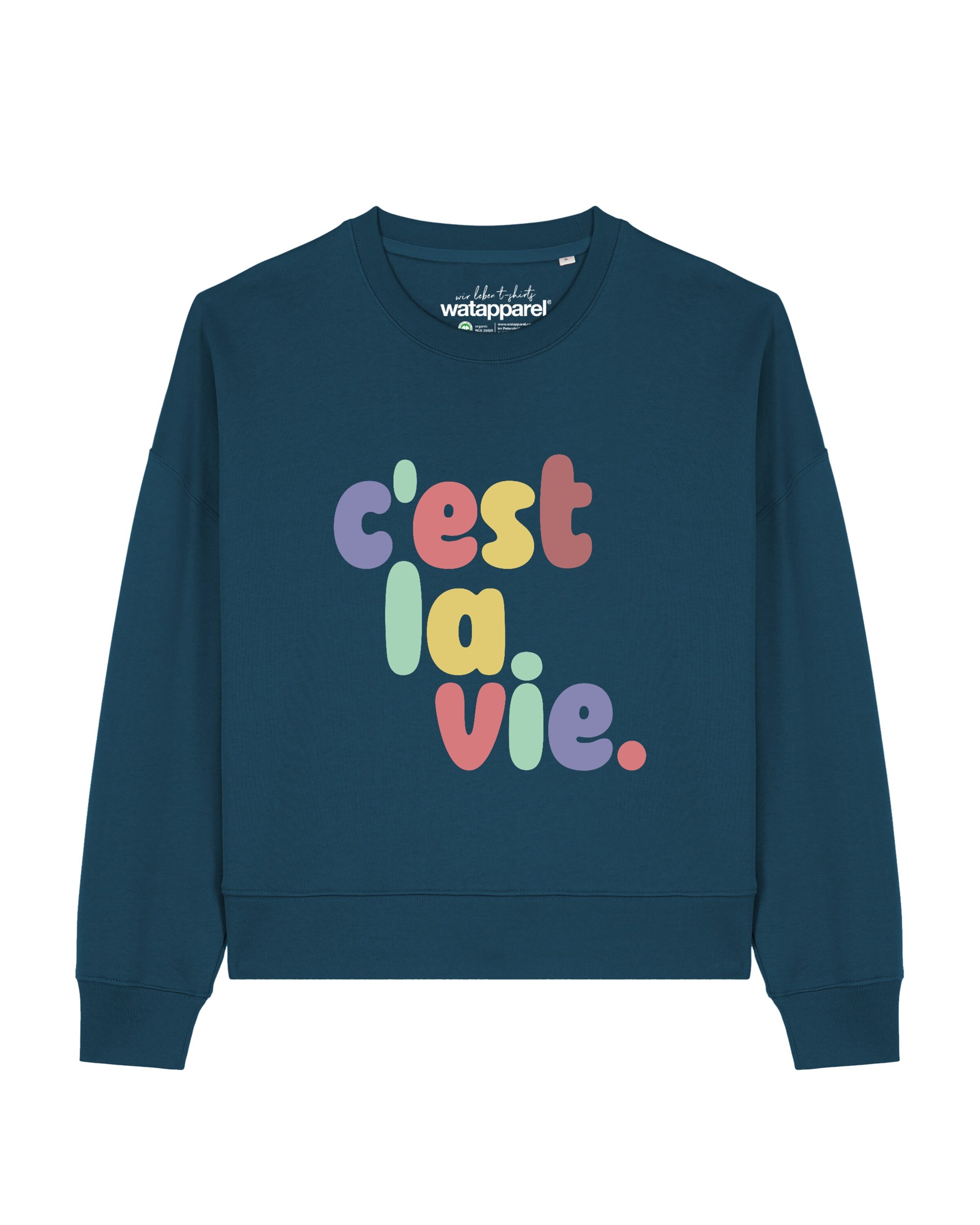 Sweat-shirt 'C'est la vie ' Watapparel en vert : devant