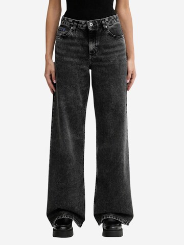 KARL LAGERFELD JEANS Wide leg Jeans 'KLJ Mr Relaxed Denim B1W10060' in Zwart: voorkant