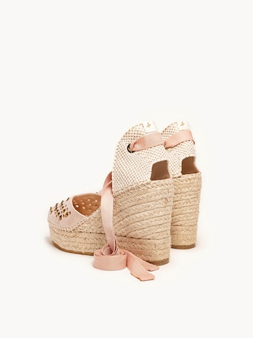 Alhamas - Sapatos abertos atrás 'Alpargata Cuña 10 cm' em rosa