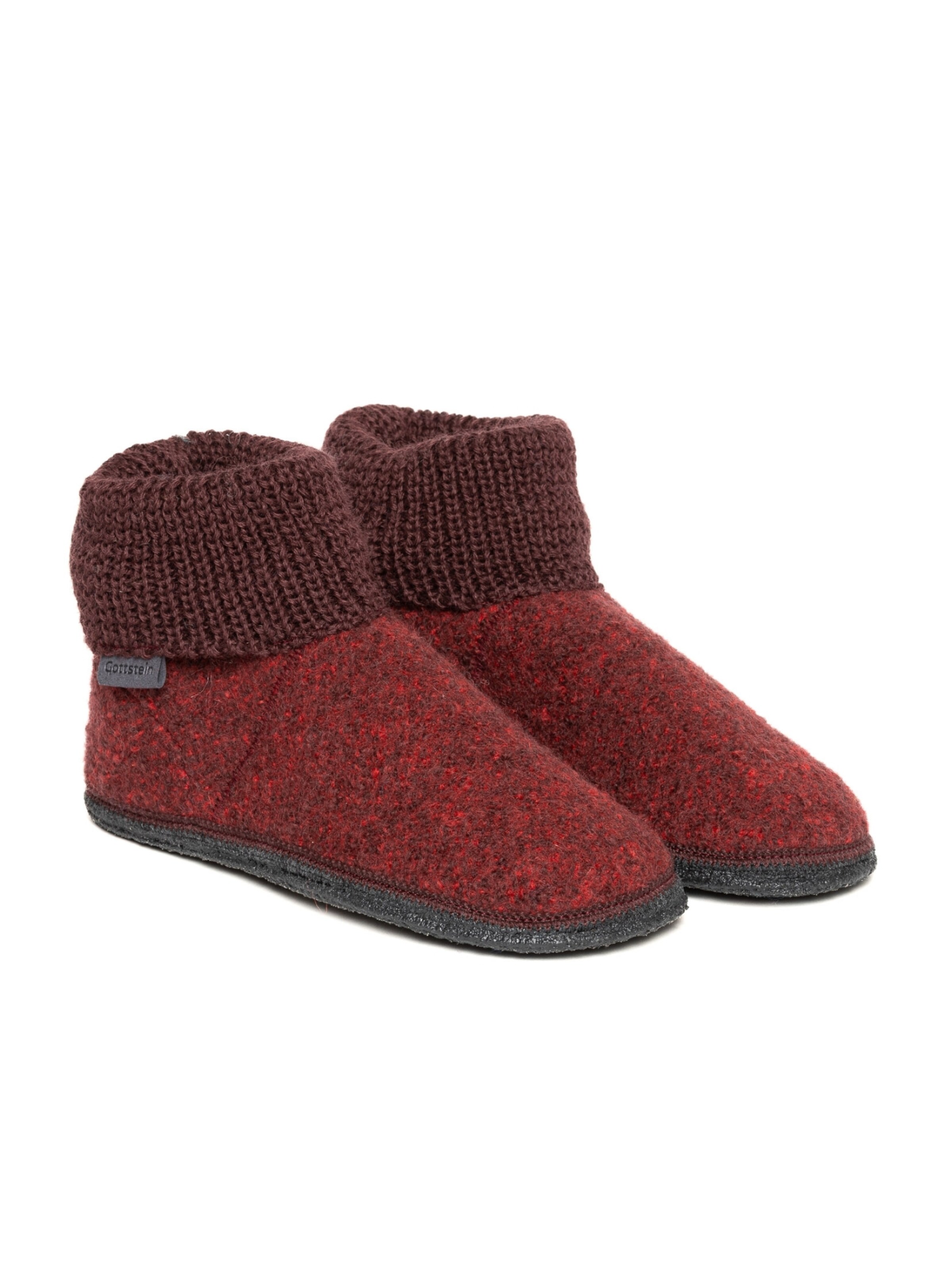 Gottstein Slippers 'Hüttenschuhe Wool Venture High' in Red