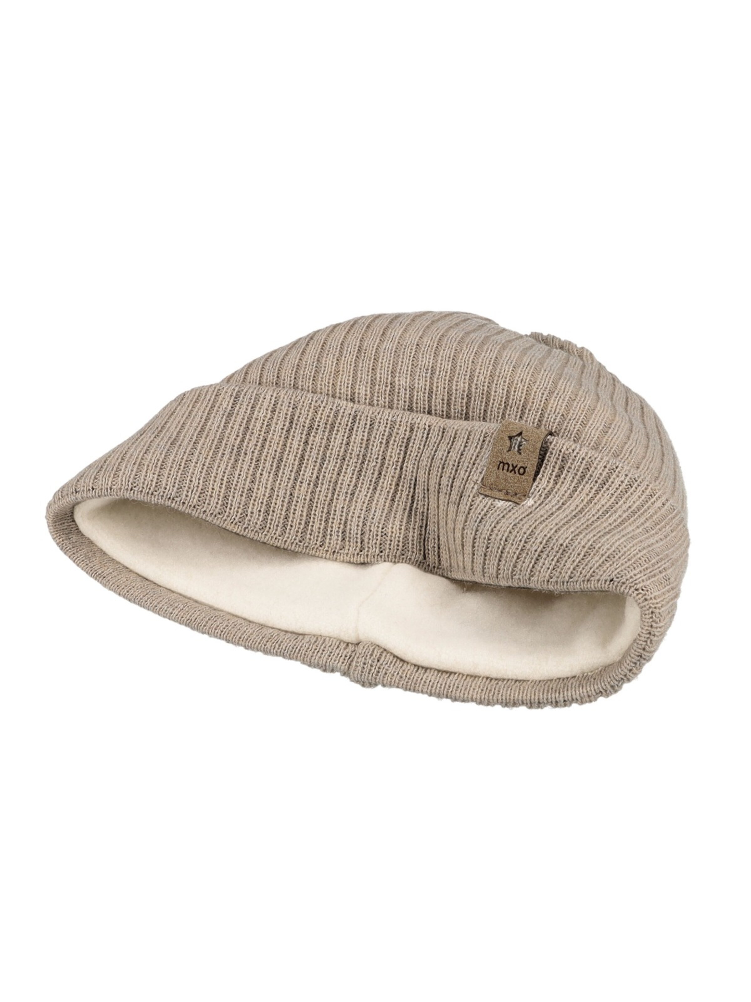 MAXIMO Beanie 'GOTS MINI-Mütze, Rippe Umschlagrand, Baumwollfleecefutter' in Brown