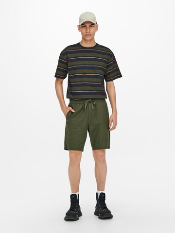 Only & Sons Regular Trousers 'Linus' in Green