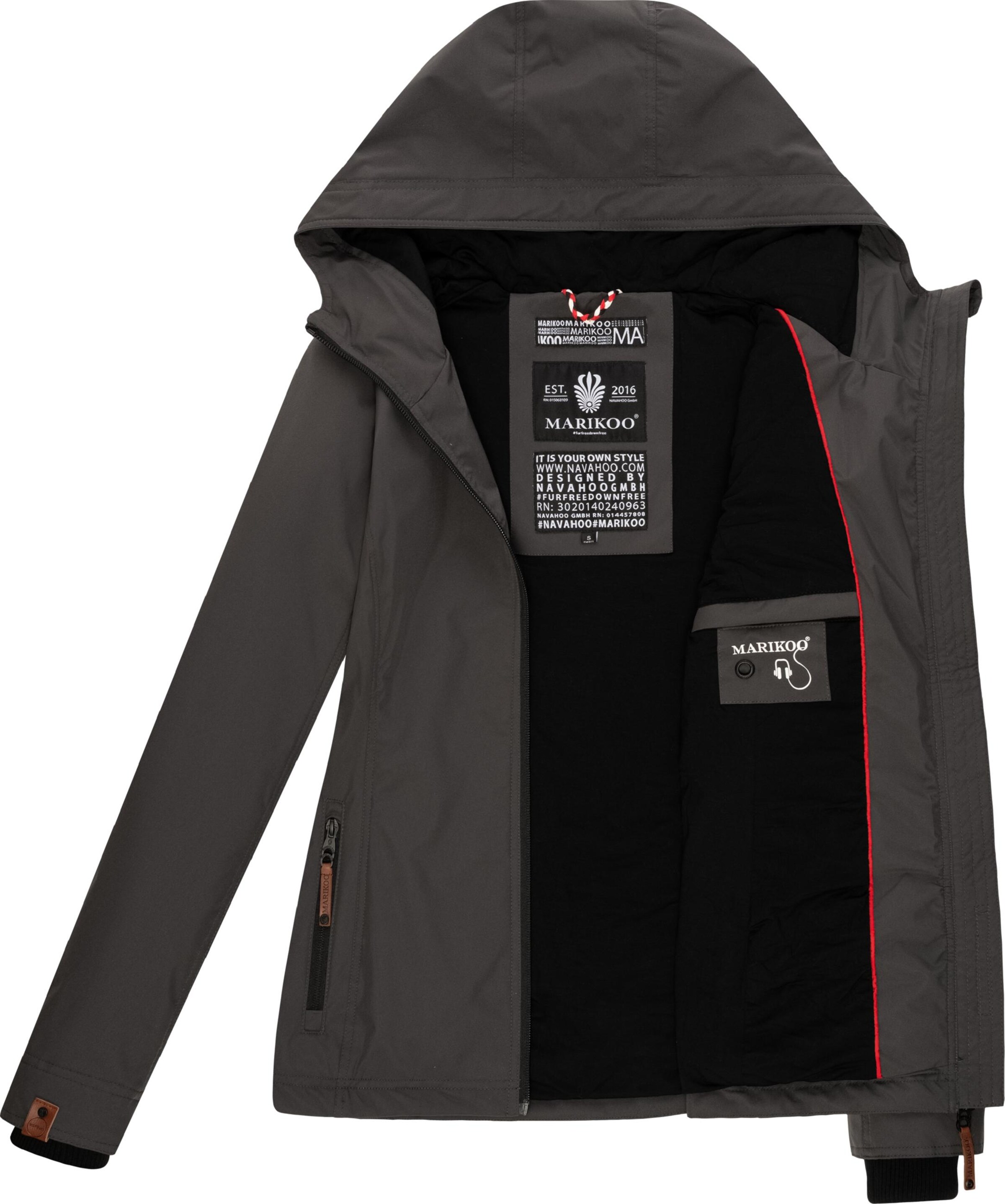 MARIKOO Prehodna jakna 'Brombeere' | siva barva