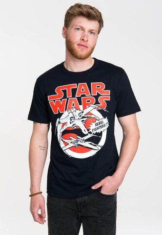 LOGOSHIRT T-Shirt 'X-Wings' in Blau: Vorderseite