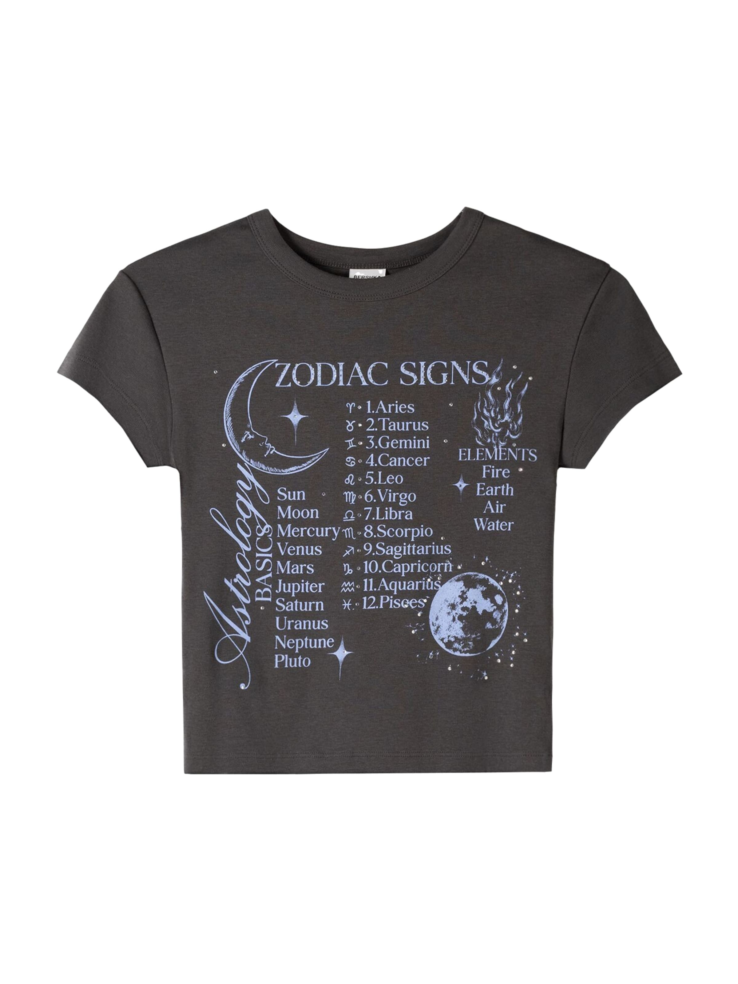 Bershka Tričko - světlemodrá / tmavě šedá / offwhite, Produkt