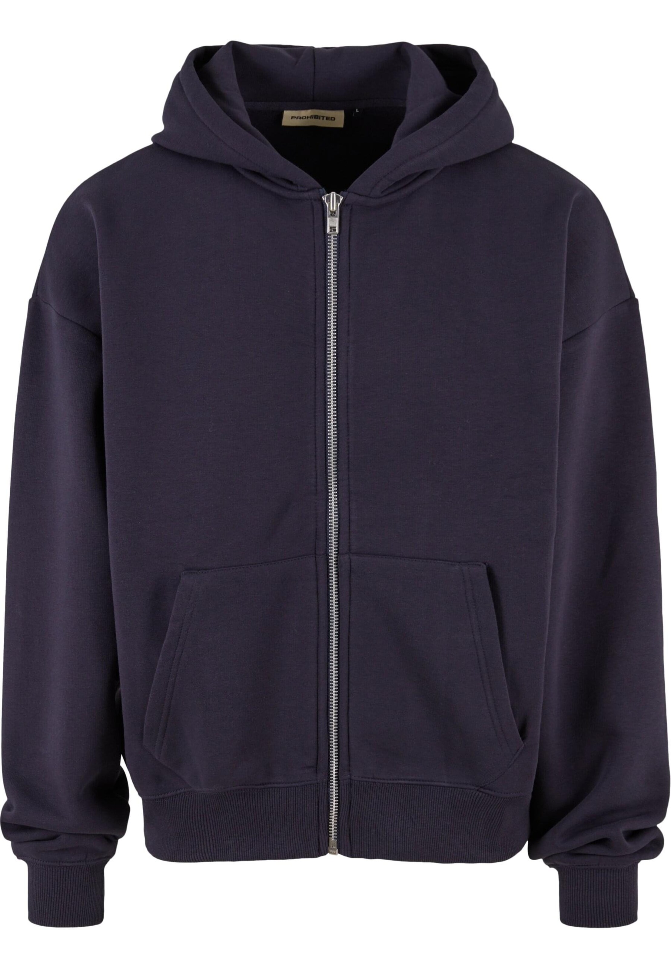 Prohibited Zip-Up Hoodie in Blue: front