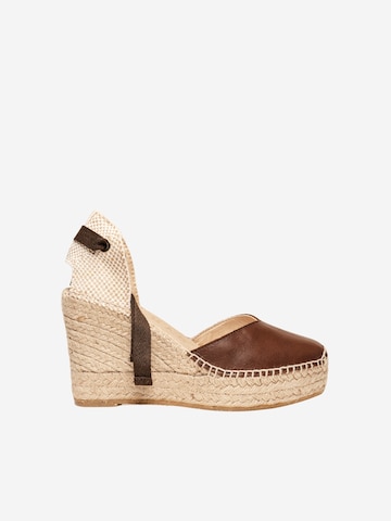 Alhamas - Sandalias 'Alpargata Cuña 10 cm' en marrón: frente