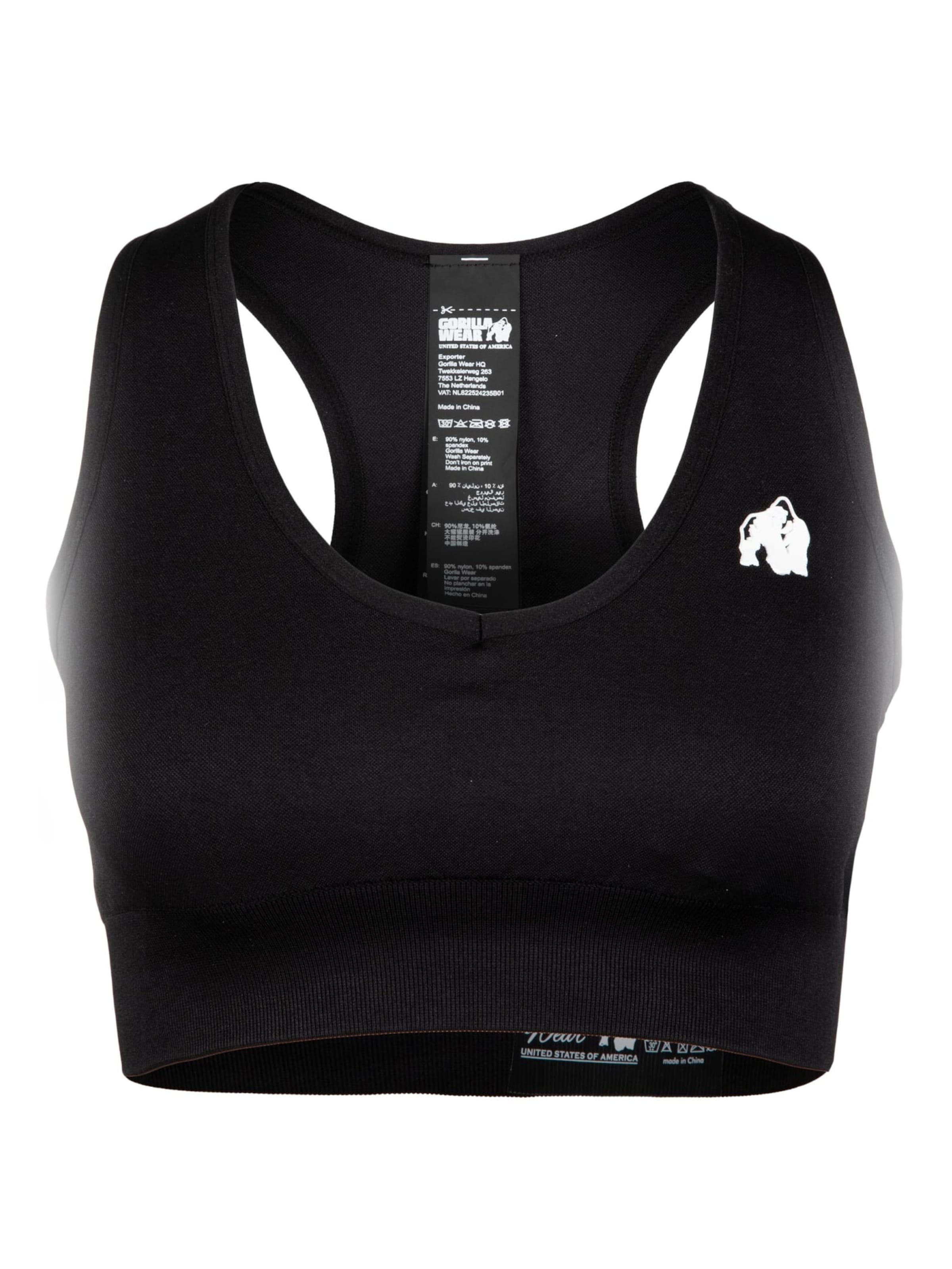 Bustino Reggiseno sportivo di Gorilla Wear in nero: frontale