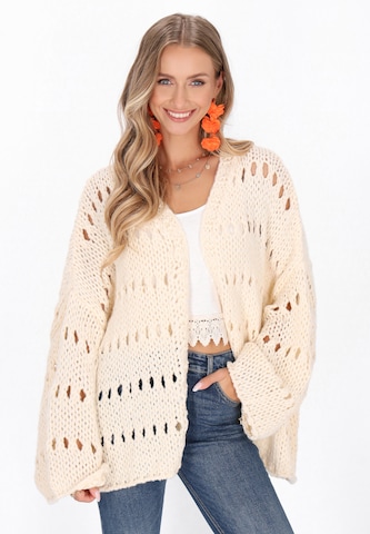 IZIA Gebreid vest 'Boho' in Beige: voorkant