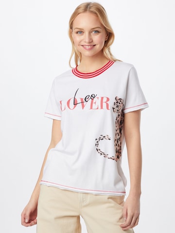 Zwillingsherz Shirt 'Leo Lover' in Wit: voorkant