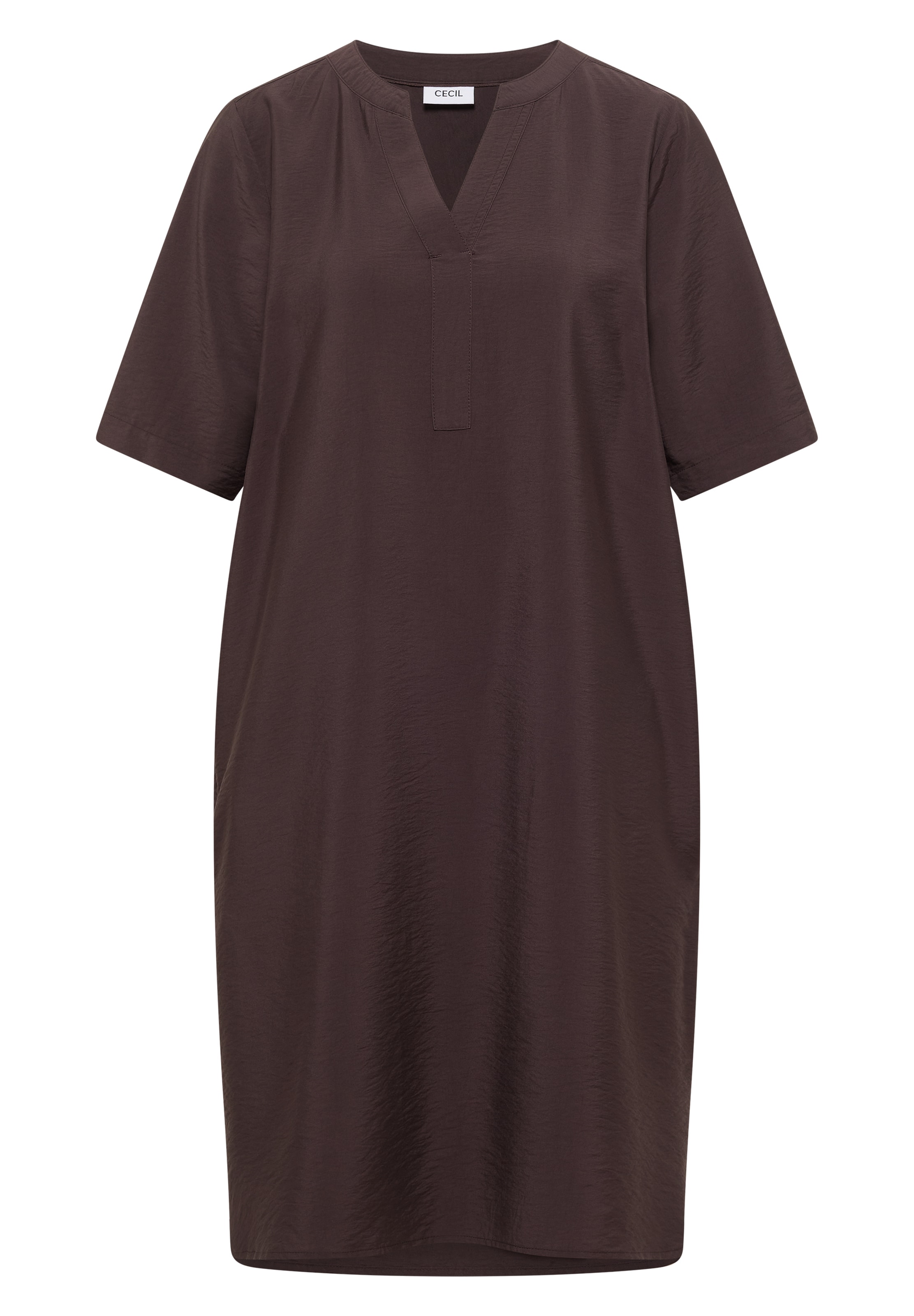 CECIL Knielanges Kleid mit Split Neck in Braun: Vorderseite