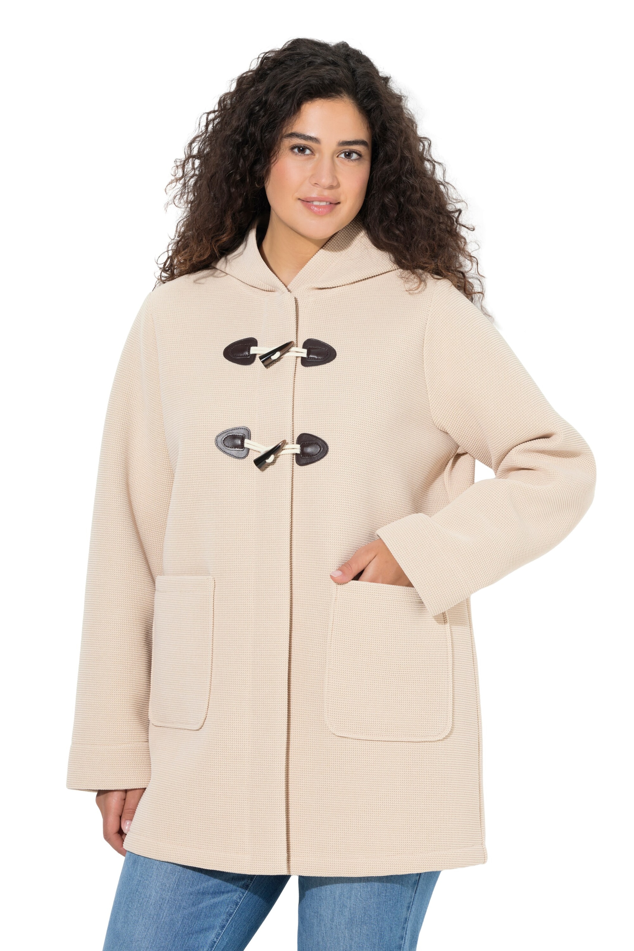 Ulla Popken - Chaqueta de entretiempo en beige: frente