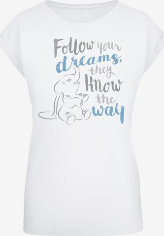 F4NT4STIC Shirt 'Disney Dumbo Follow Your Dreams' in Wit: voorkant