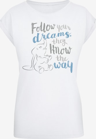 F4NT4STIC Shirt 'Disney Dumbo Follow Your Dreams' in White: front