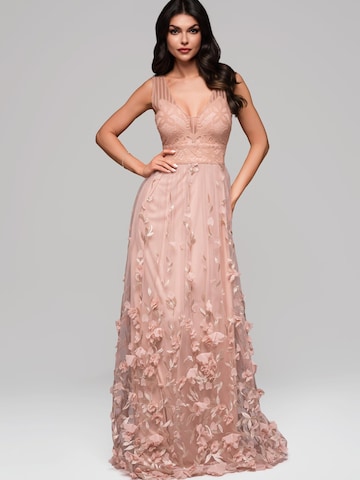 Ombre Evening Dress in Beige: front