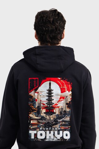 Oldskull Sweatshirt 'Tokyo Skyline Manga Graphic' in Black