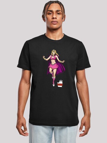F4NT4STIC Shirt 'Big Bang Theory TV Serie Penny Superhero' in Zwart: voorkant