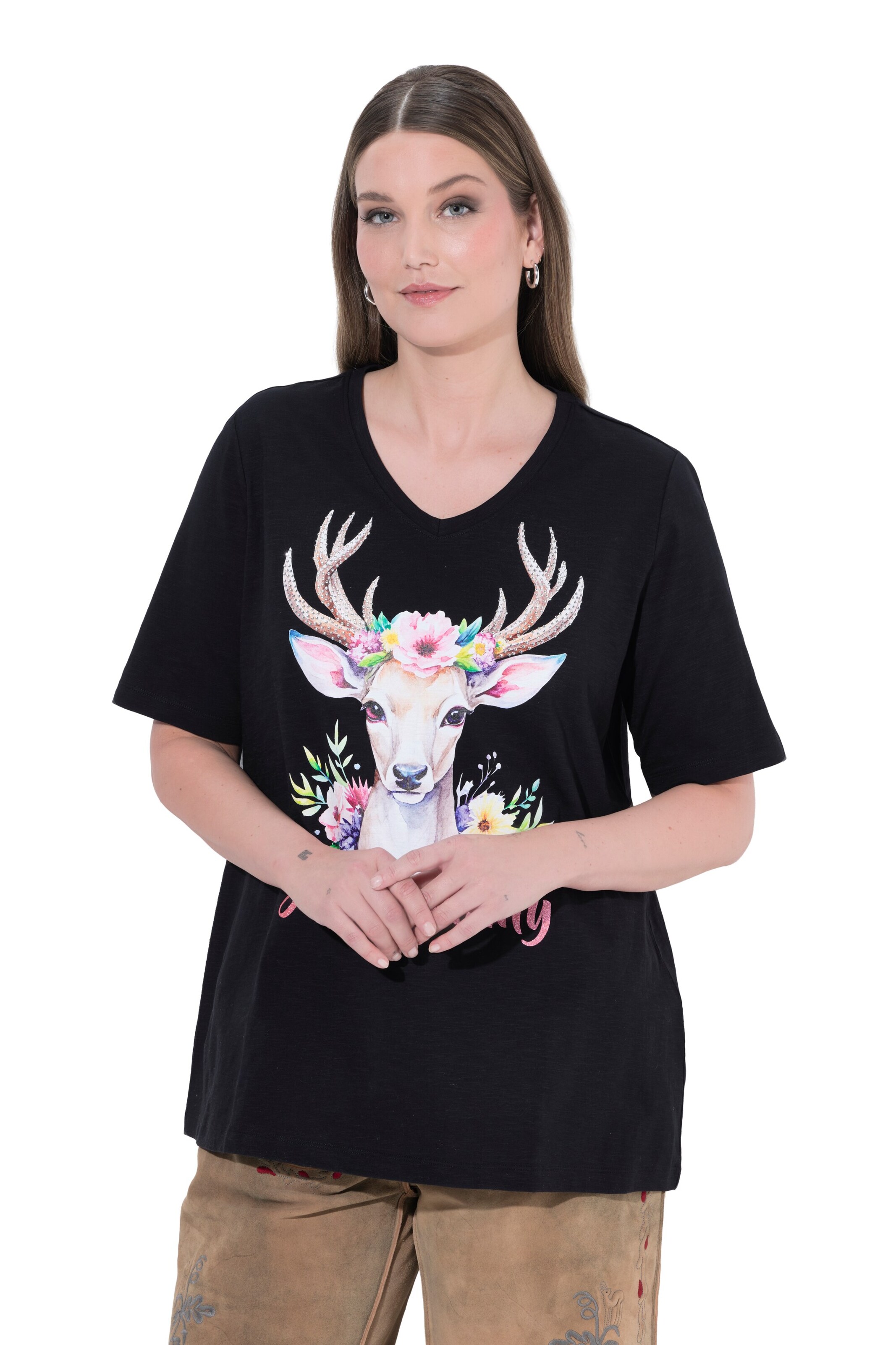 Ulla Popken T-Shirt in Schwarz: Vorderseite