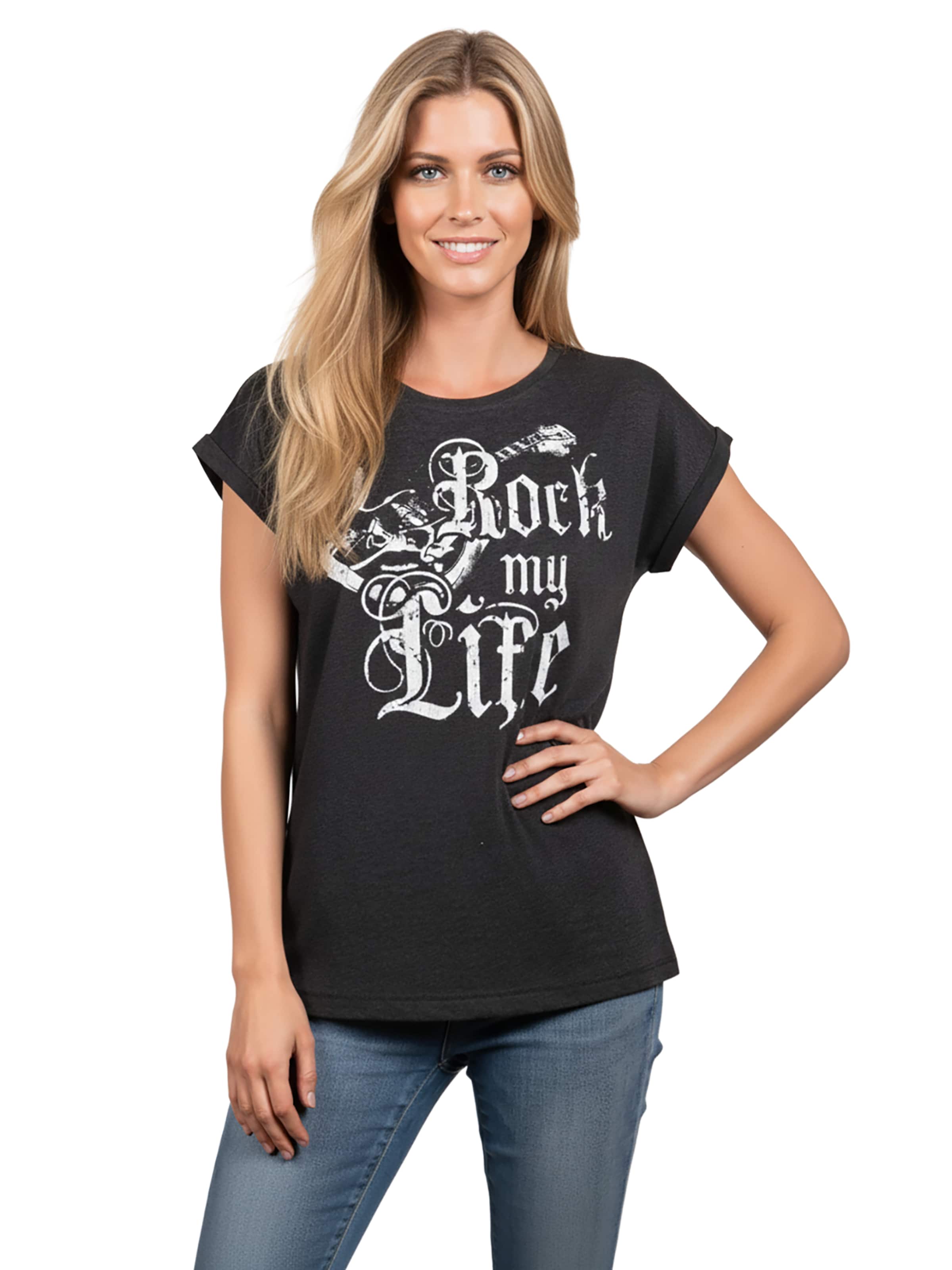 MAKAYA Shirt 'Rock My Life' in Grey