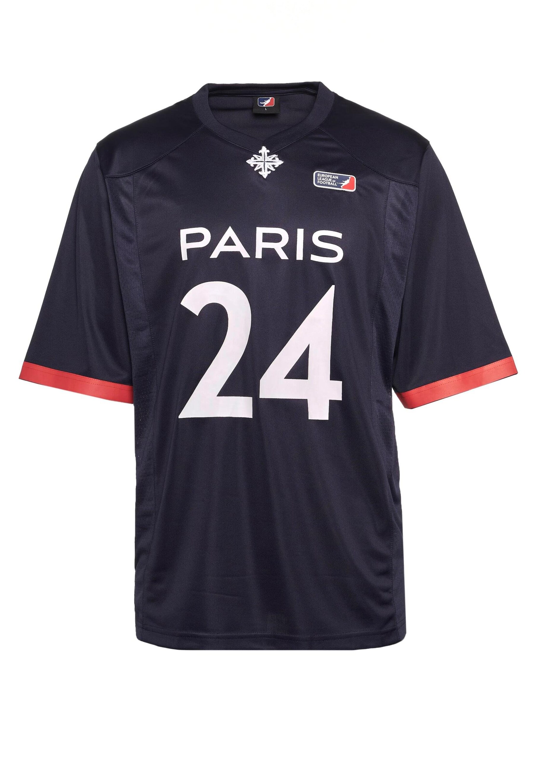 Maglia trikot 'DefShop x European League of Football Paris Musketeers' di European League of Football in blu: frontale