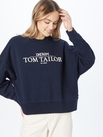 TOM TAILOR DENIM - Sweatshirt em azul: frente