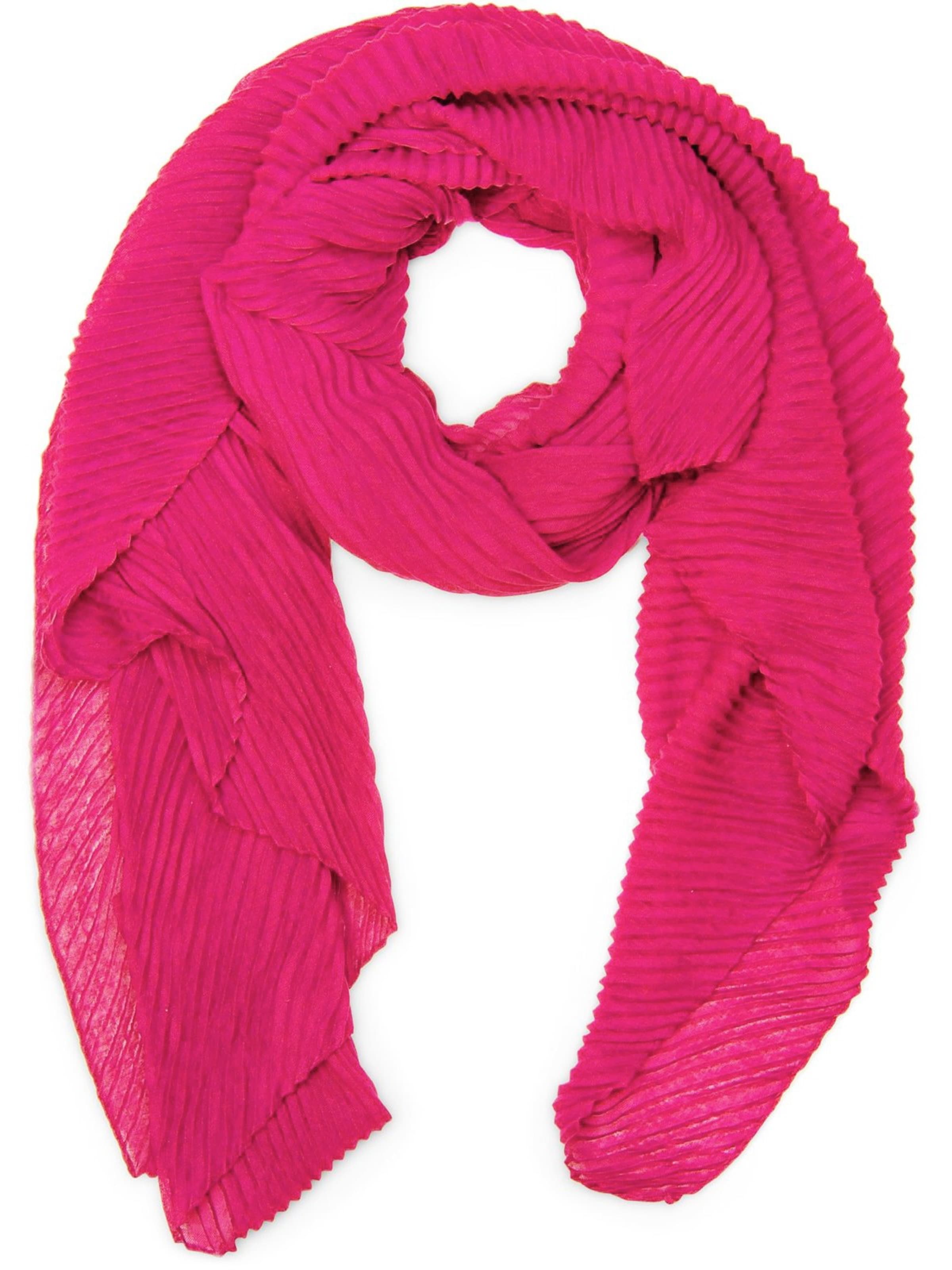styleBREAKER Scarf 'Gekreppter Unifarbener Schal' in Pink: front