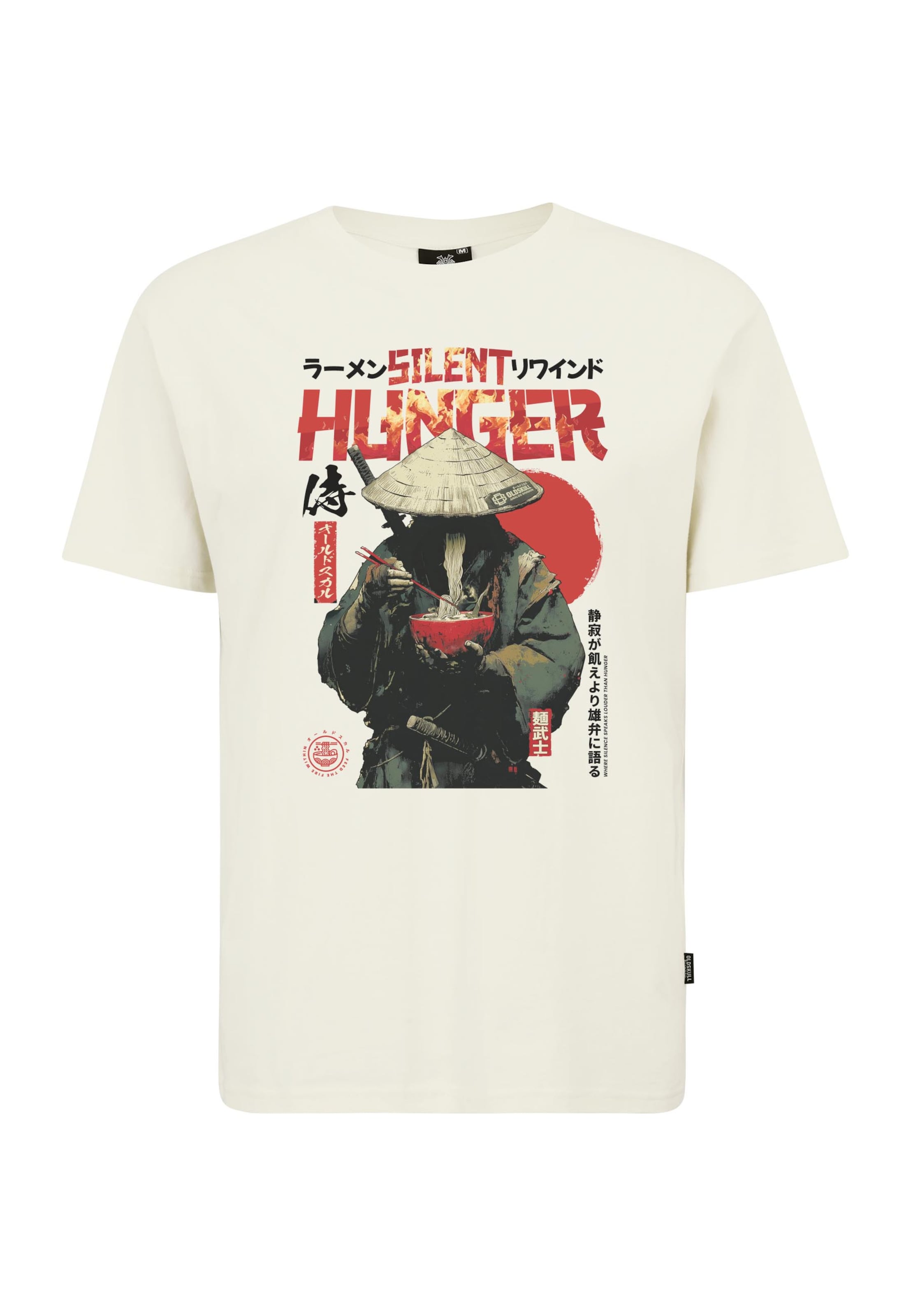 Oldskull Shirt 'Asian Monk Ramen Treet Graphic' in White: front