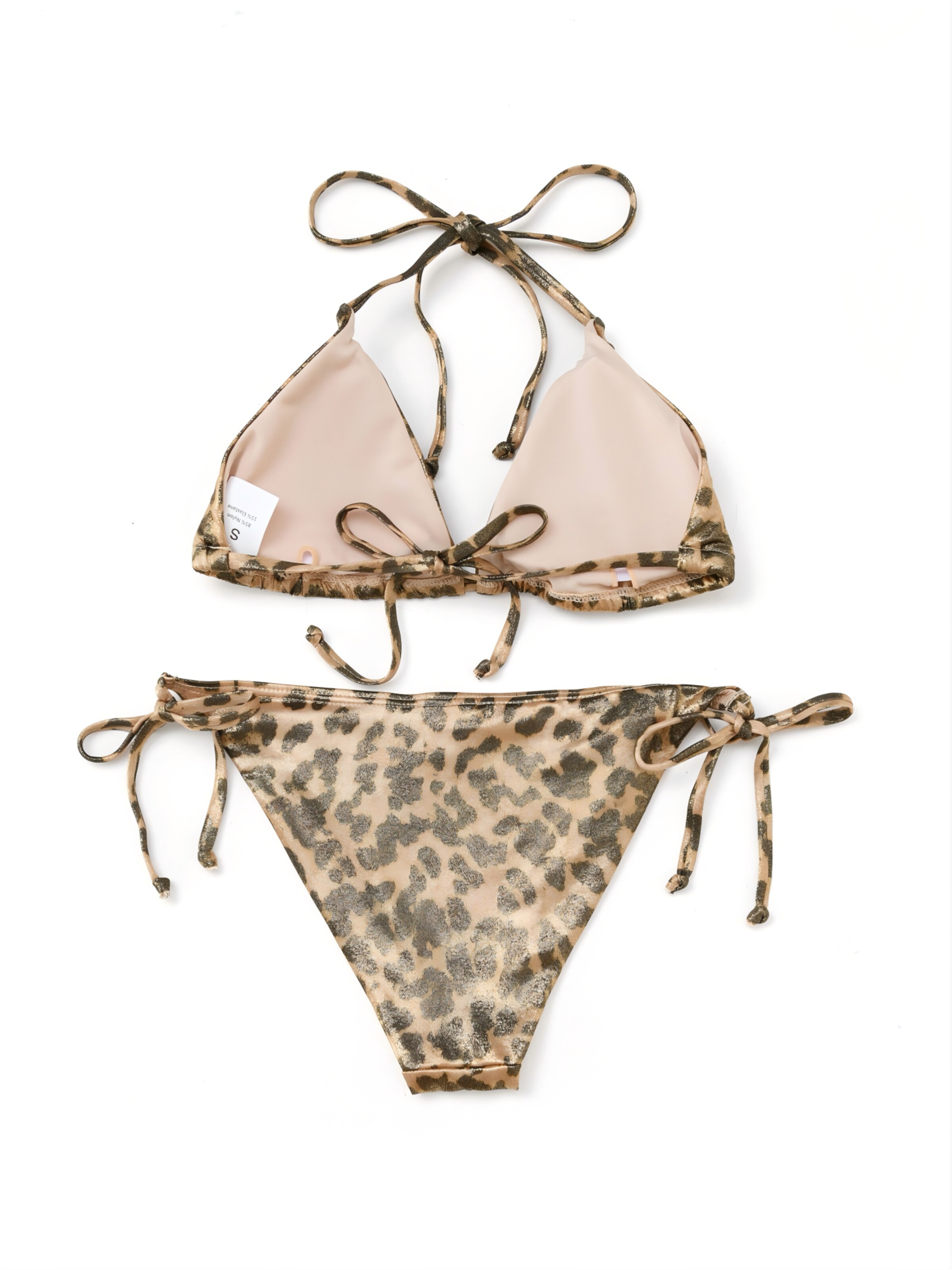 BONVERANO Klassisch Bikini 'Damen Bikini Set Zebra Print, glänzend, Bindeband'‌‌‌‌‌‌ in Braun