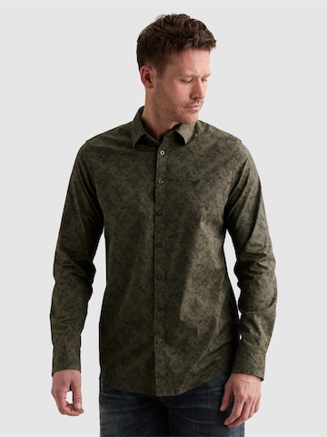 PME Legend Regular fit Button Up Shirt 'Shirt with allover print and embroidered logo' in Green: front