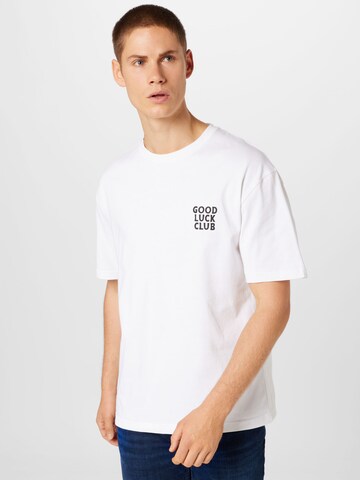 Samsøe Samsøe T-Shirt 'GOOD LUCK' in Weiß