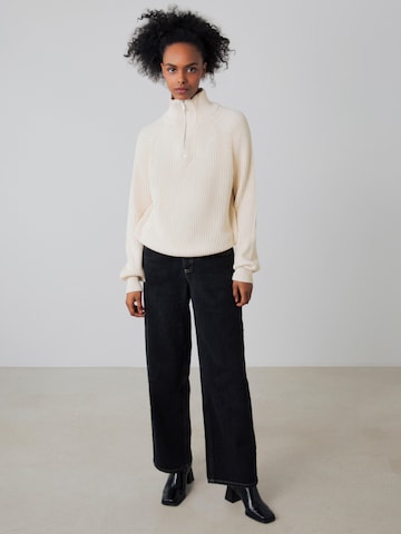 Honest Basics - Jersey 'Half-Zip Knit' en beige