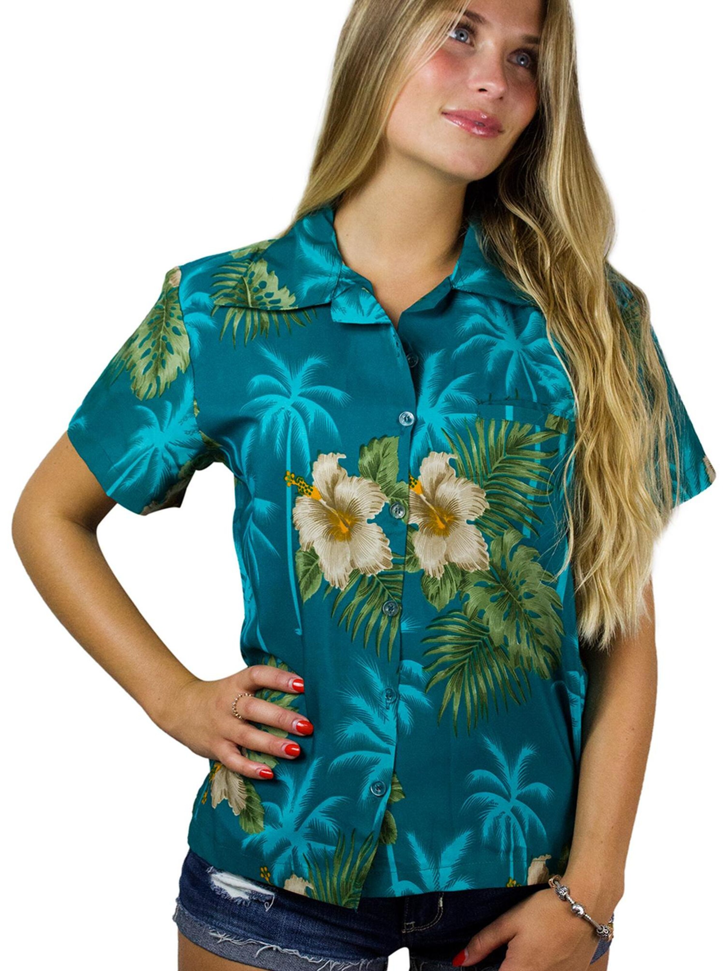 King Kameha Blouse 'Small Flower' in Green