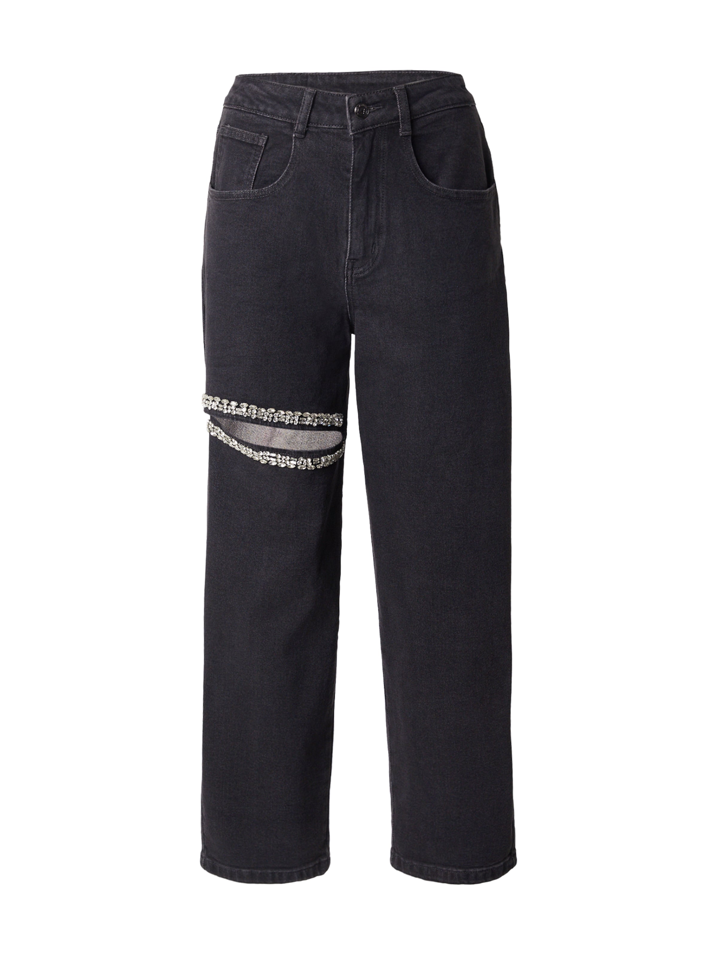 Karo Kauer Avar lõige Teksapüksid 'Diamond', värv must: eest vaates