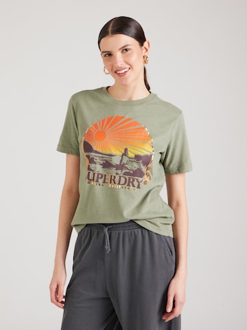 Superdry Tričko 'TRAVEL SOUVENIR' - Zelená: predná strana