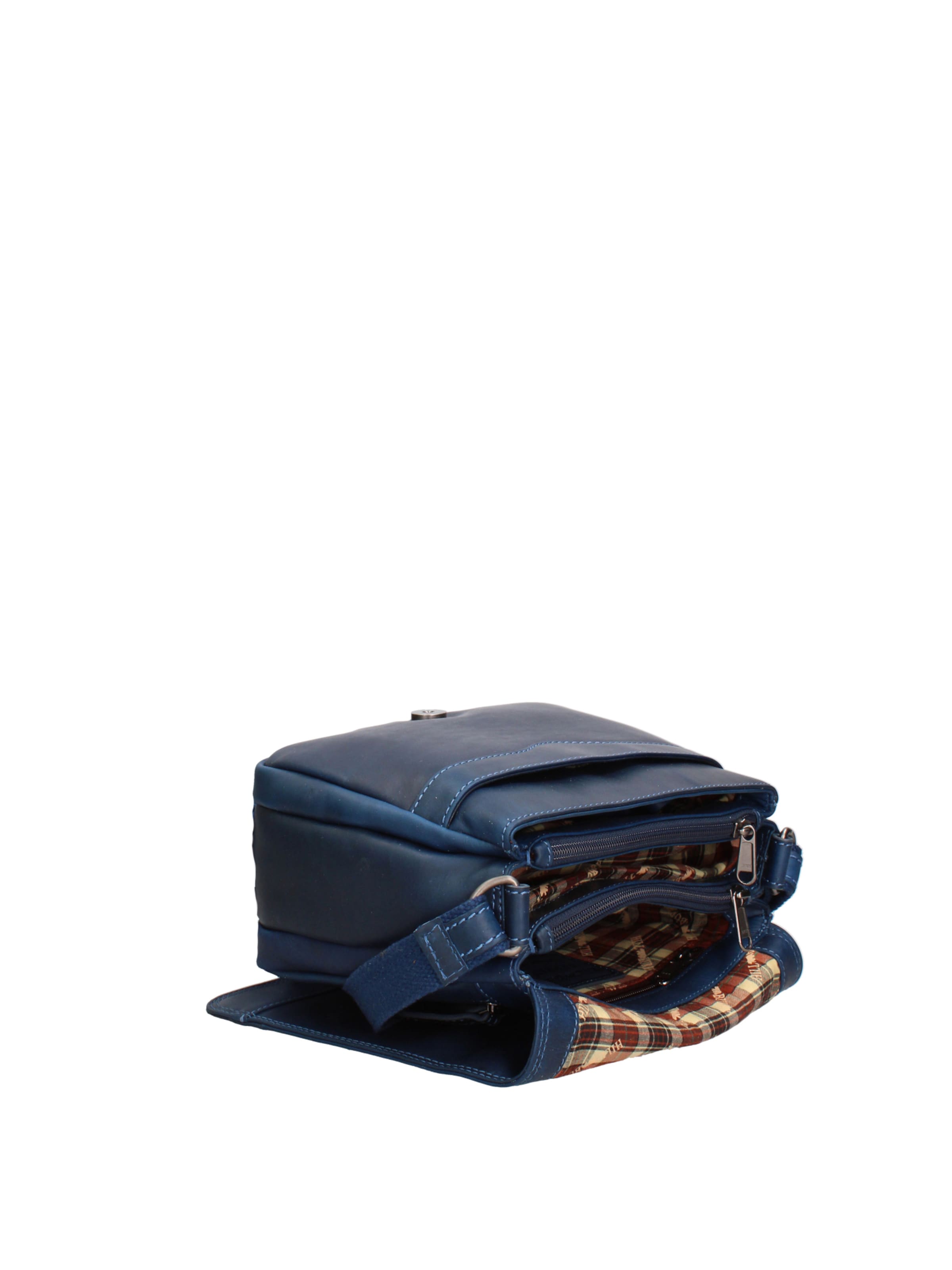 Borsa a tracolla 'Borsa a tracolla uomo vera pelle vitello ingrassato Hill Burry' di HILL BURRY in blu