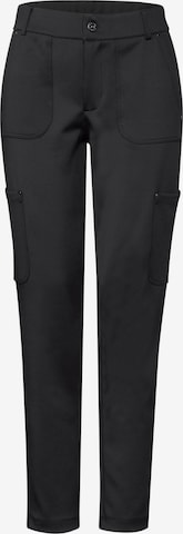 STREET ONE Jersey Twill Cargo-Hose in Schwarz: Vorderseite