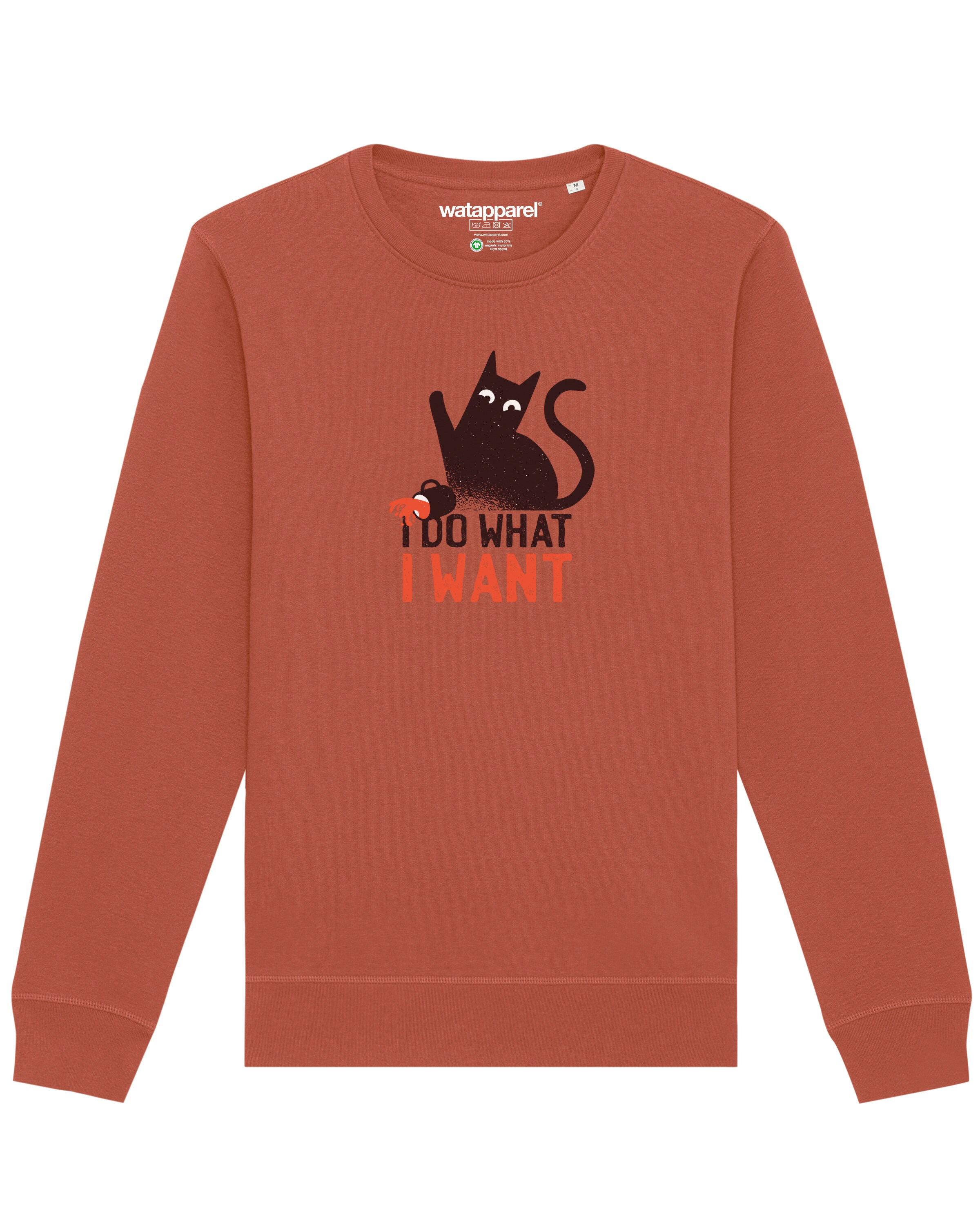 Sweat-shirt ' Cat ' Watapparel en marron : devant