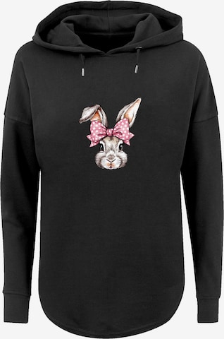 F4NT4STIC Sweatshirt 'Niedlicher Hase mit Schleife' in Schwarz: Vorderseite