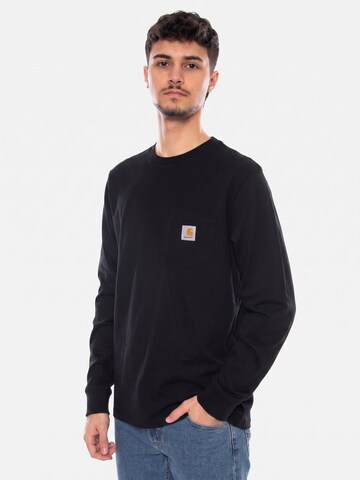 Carhartt WIP Shirt 'L/S POCKET T-SHIRT BLACK' in Zwart: voorkant