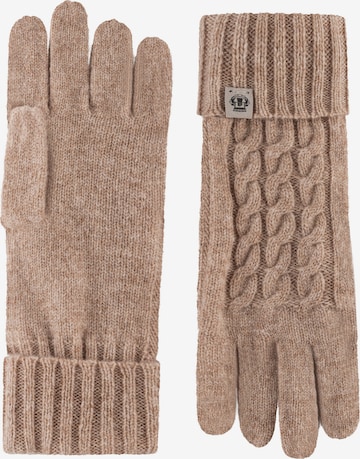 Mezzoguanti 'Cabled Charm' di Roeckl in beige: frontale
