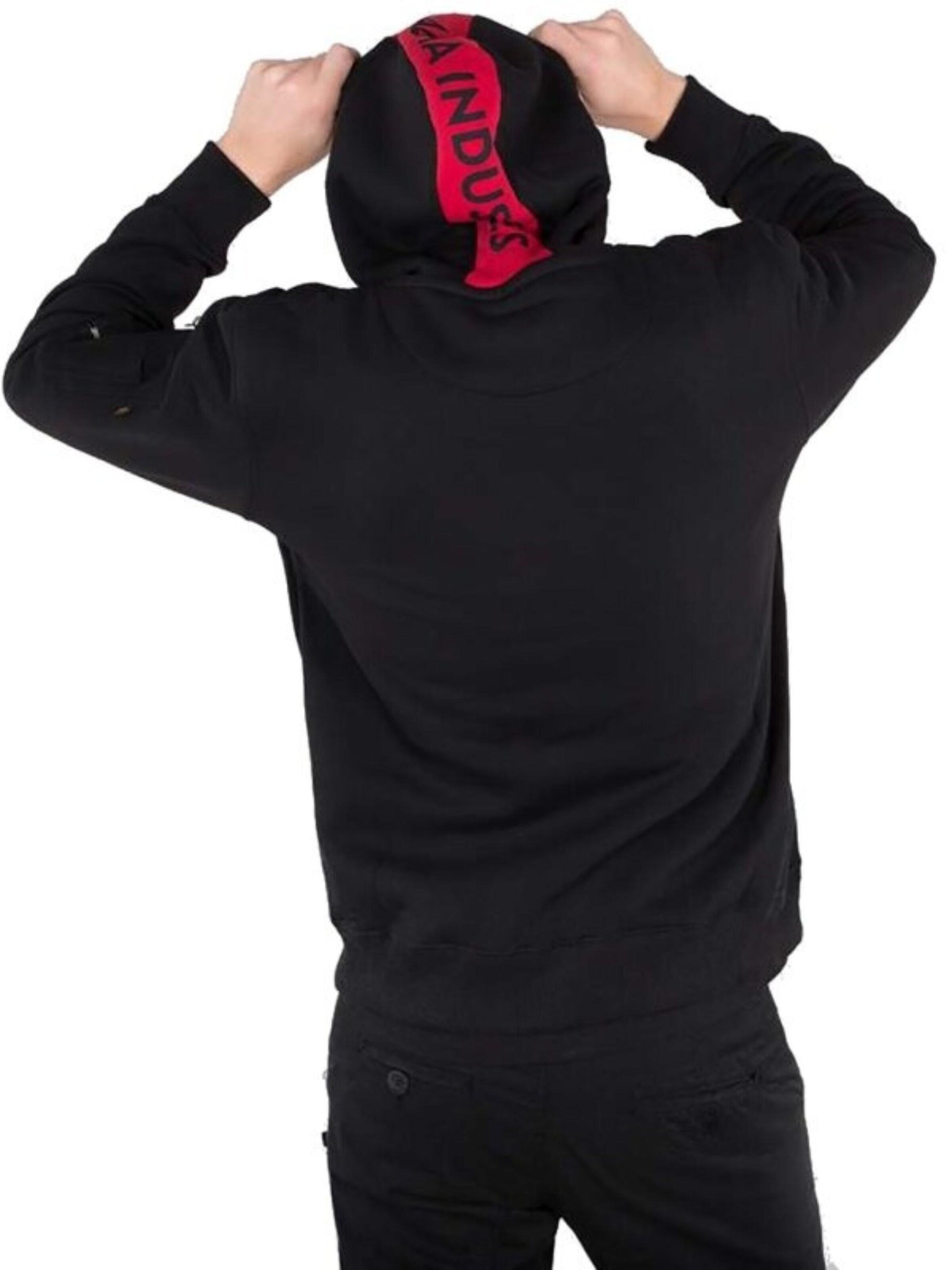 ALPHA INDUSTRIES Sweatshirt 'Red Stripe'‌‌‌ in Schwarz