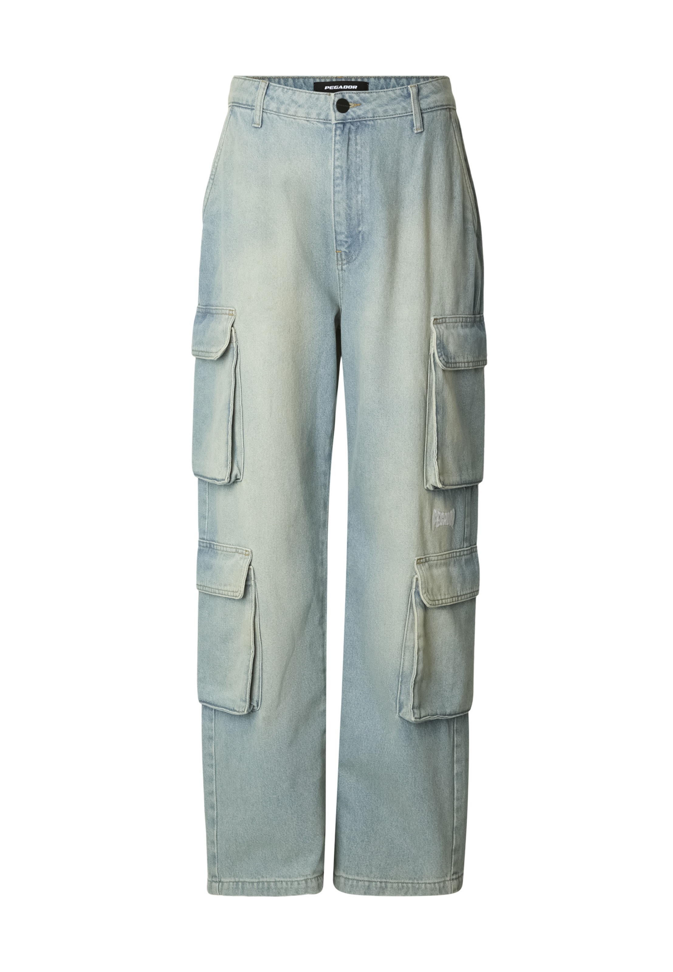 Pegador Wide leg Cargojeans 'Romain' in Blauw: voorkant