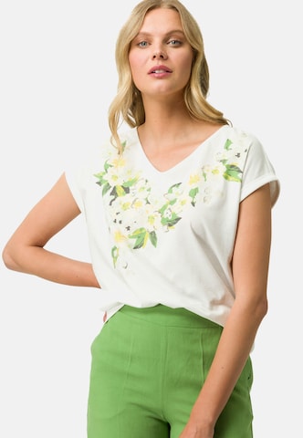 zero Shirt V-Ausschnitt mit Blumen in Weiß: predná strana