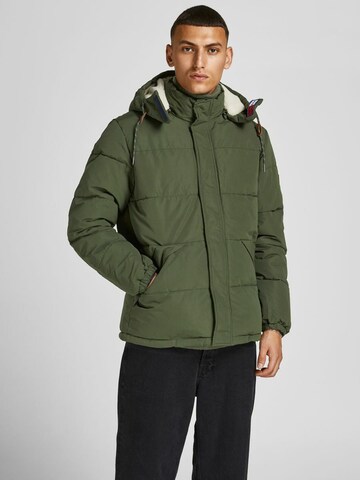 JACK & JONES Winterjas 'Efdey' in Groen: voorkant