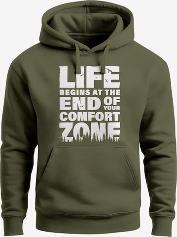 Neverless Sweatshirt 'life begins' in Grün: Vorderseite