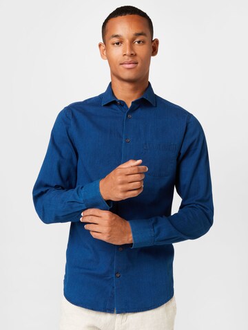 Bruun & Stengade Slim fit Button Up Shirt 'Norris' in Blue: front