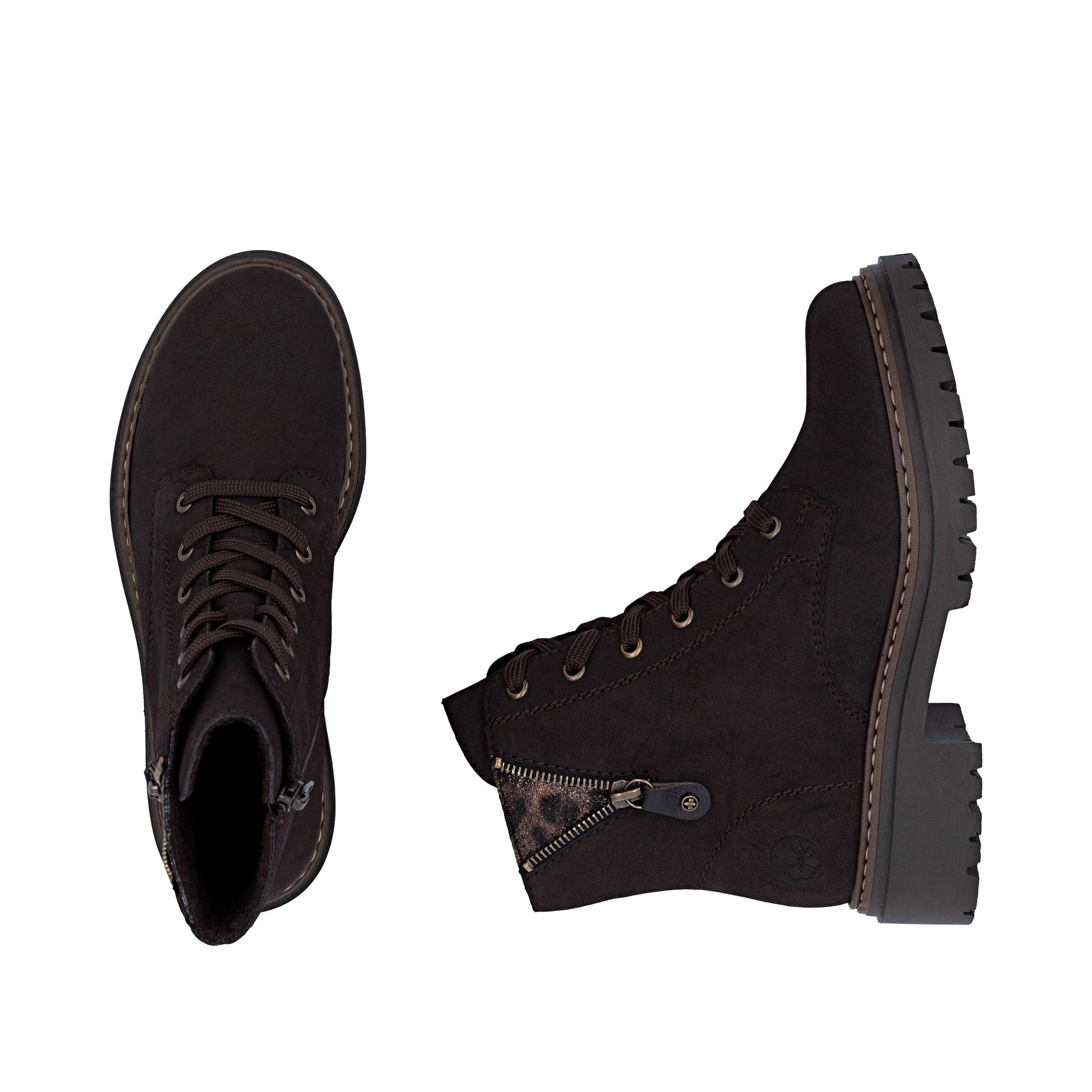 Rieker Lace-Up Ankle Boots in Brown